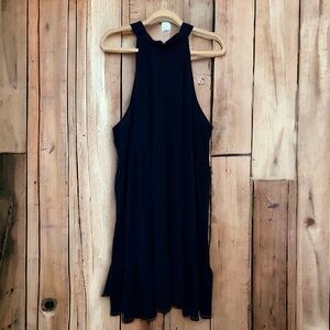 Navy blue classic halter dress, tie neck, size XL